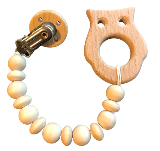 Clip Chain with Wood Animal Teether