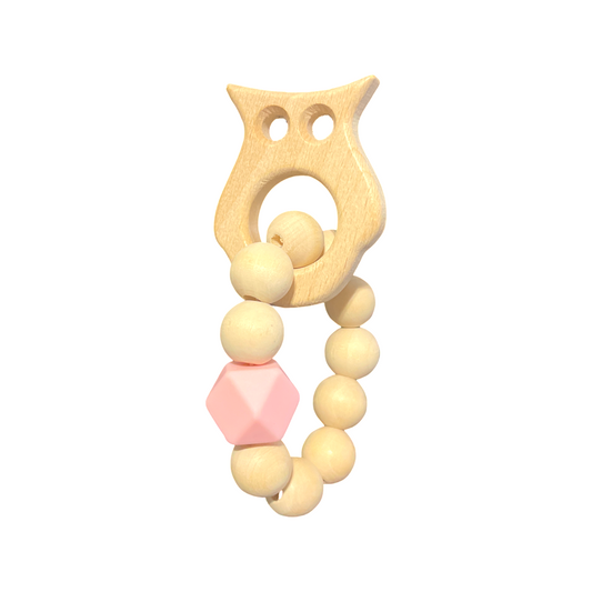 Pink-Wooden-Owl-Teether