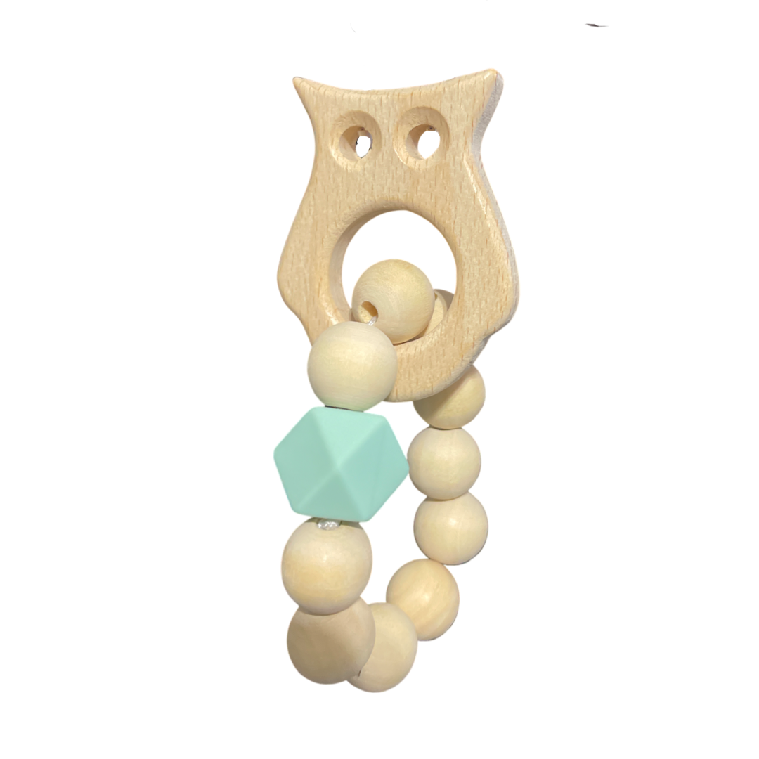 MintGreen-Wooden-Owl-Teether